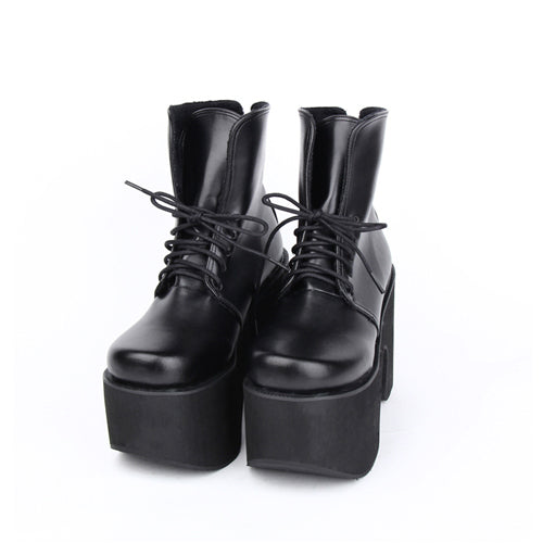 Kawaii Lolita Boots - Platform Heel, Black, Platform Sole, Classic Style - additional product view 2