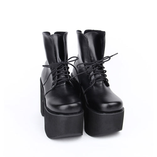 Kawaii Lolita Boots - Platform Heel, Black, Platform Sole, Classic Style - main product image