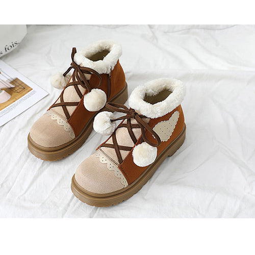 Kawaii Lolita Boots - Suede, Brown, Sweet Style - Tea Party Footwear - additional product view 2