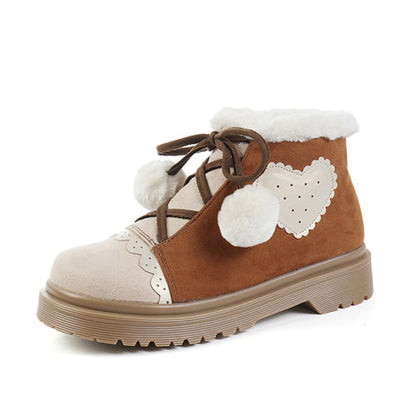 Kawaii Lolita Boots - Suede, Brown, Sweet Style - Tea Party Footwear - additional product view 3