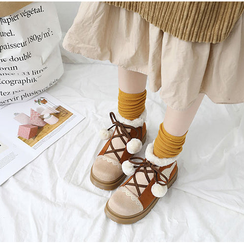 Kawaii Lolita Boots - Suede, Brown, Sweet Style - Tea Party Footwear - additional product view 4