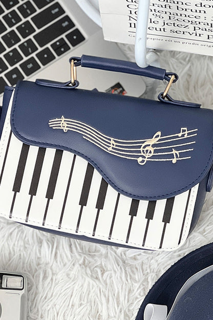 Kawaii Shoulder Bag - Blue/white Piano Note Music, 2 Colors, Sweet Style - additional product view 2