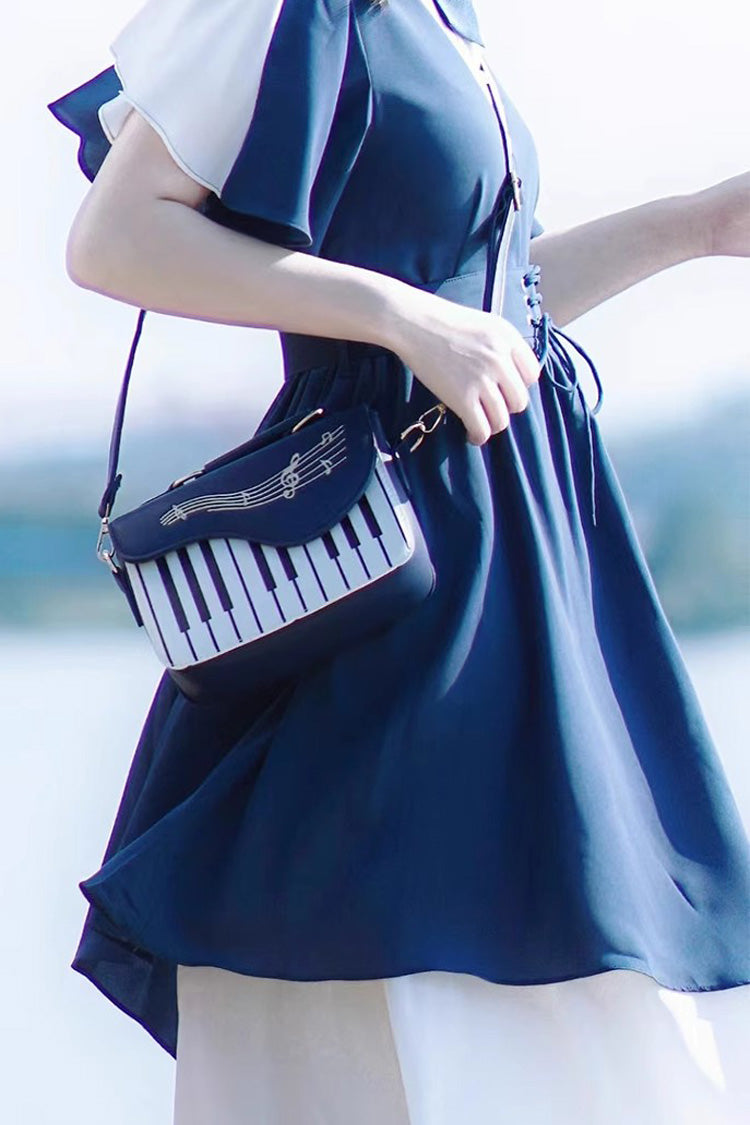 Kawaii Shoulder Bag - Blue/white Piano Note Music, 2 Colors, Sweet Style - additional product view 4