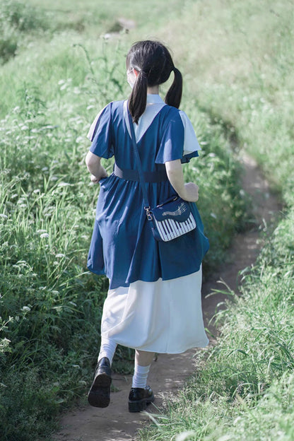 Kawaii Shoulder Bag - Blue/white Piano Note Music, 2 Colors, Sweet Style - additional product view 6