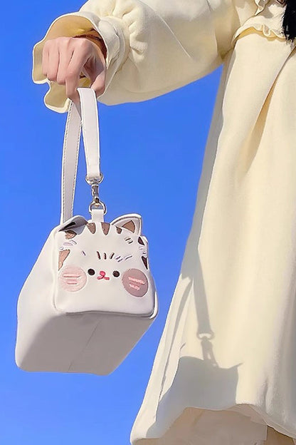 Kawaii Shoulder Bag - Cute Toast Cat Shoulder, 3 Colors, Sweet Style - One-Size White option