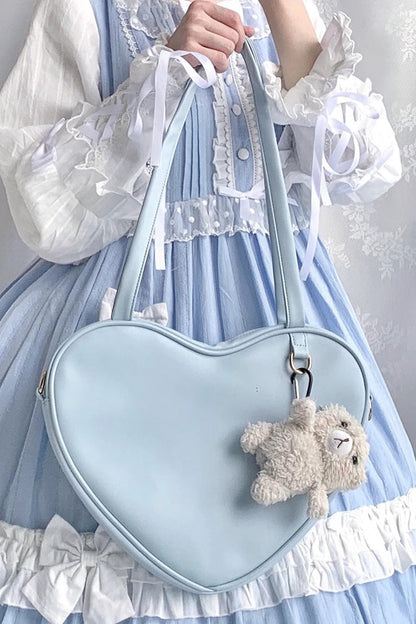 Kawaii Shoulder Bag - Solid Color Love Heart, 6 Colors, Sweet Style - main product image