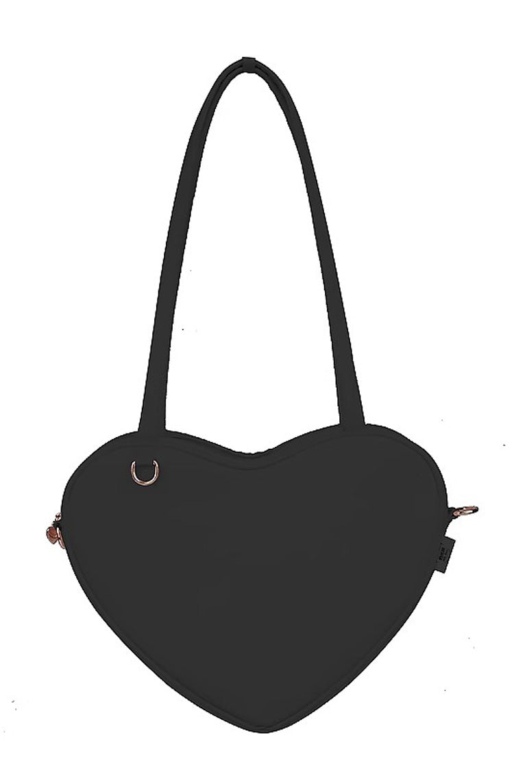 Kawaii Shoulder Bag - Solid Color Love Heart, 6 Colors, Sweet Style - One-Size Black option