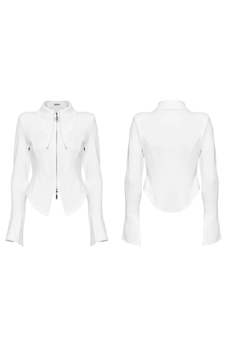 Lolita Blouse - Bat Collar, White, Women's Style, Long Sleeves, Gothic Style - additional product view 5