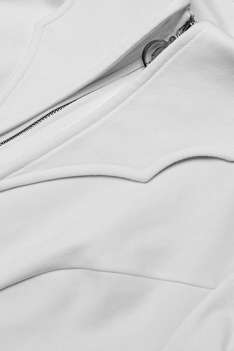 Lolita Blouse - Bat Collar, White, Women's Style, Long Sleeves, Gothic Style - additional product view 8