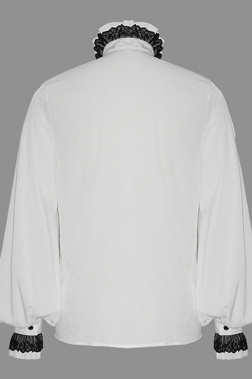Lolita Blouse - Chiffon Hand, White, Men's Style, Embroidered, Gothic Style - additional product view 6