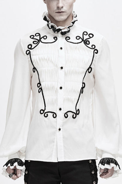 Lolita Blouse - Chiffon Hand, White, Men's Style, Embroidered, Gothic Style - main product image