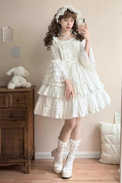 Lolita Blouse - Chiffon Hime Ruffled Bow, 3 Colors, Bow Detail, Long Sleeves, Sweet Style - additional product view 3