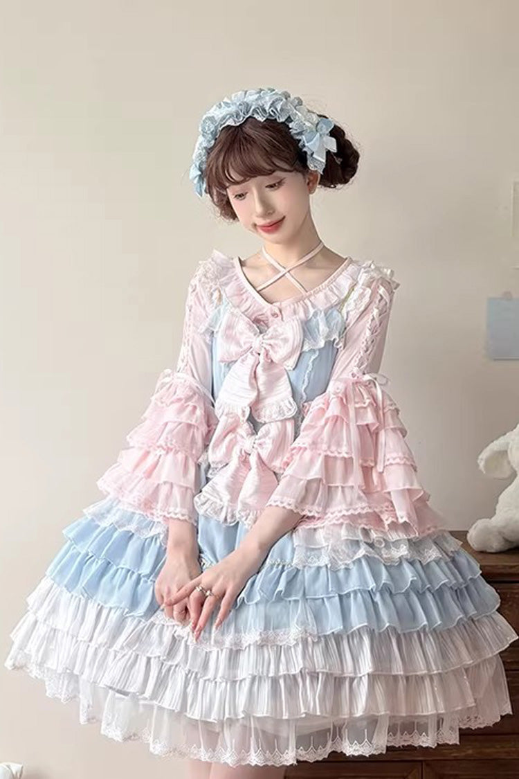 Lolita Blouse - Chiffon Hime Ruffled Bow, 3 Colors, Bow Detail, Long Sleeves, Sweet Style - additional product view 6