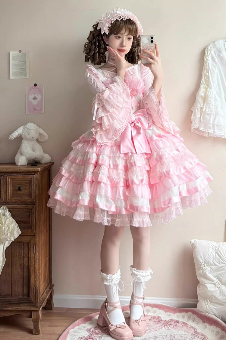 Lolita Blouse - Chiffon Hime Ruffled Bow, 3 Colors, Bow Detail, Long Sleeves, Sweet Style - additional product view 7