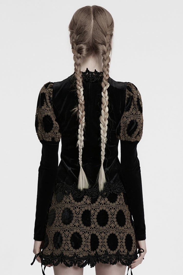 Lolita Blouse - Coffee, Puff Sleeves, Women's Style, Printed - additional product view 3