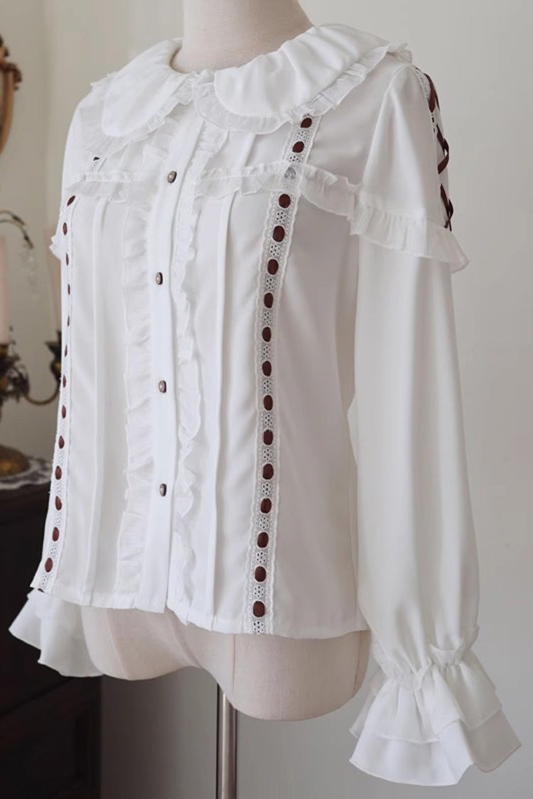 Lolita Blouse - Doll Collar, White, Lace Trim, Long Sleeves, Sweet Style - additional product view 2