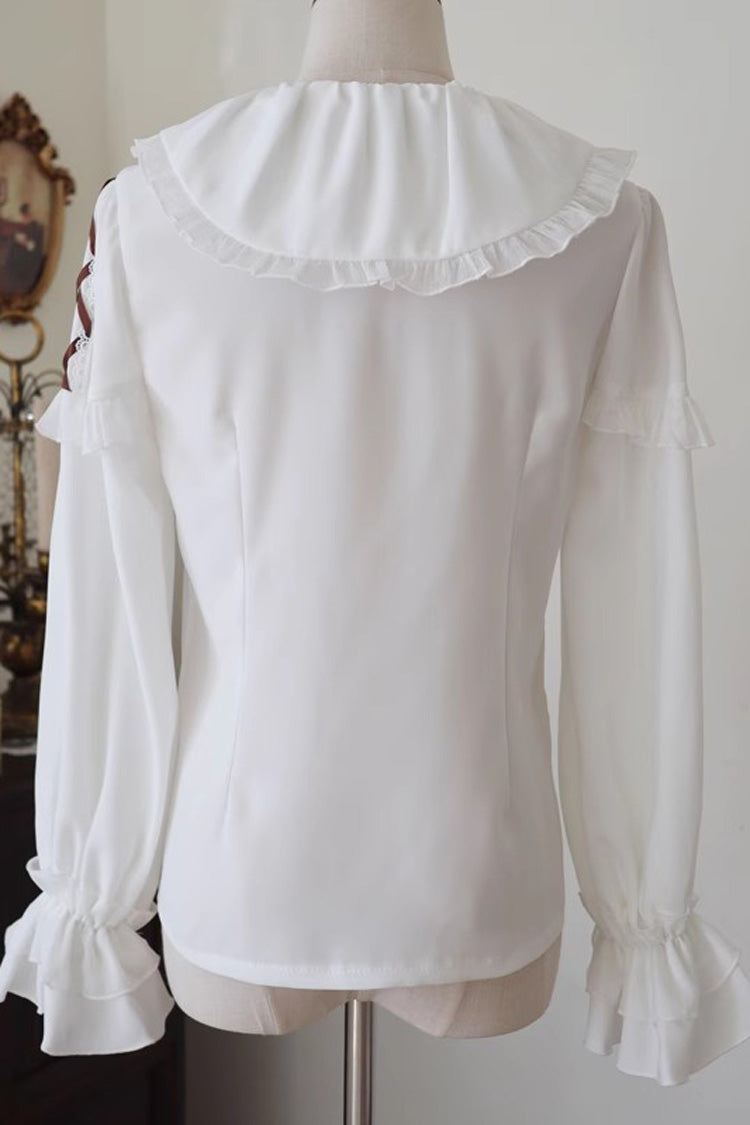 Lolita Blouse - Doll Collar, White, Lace Trim, Long Sleeves, Sweet Style - additional product view 4