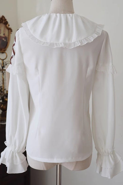 Lolita Blouse - Doll Collar, White, Lace Trim, Long Sleeves, Sweet Style - additional product view 4