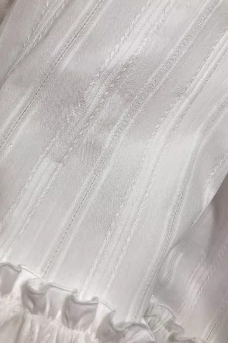 Lolita Blouse - Jacquard Ruffle, White, Ruffled, Long Sleeves, Sweet Style - additional product view 4