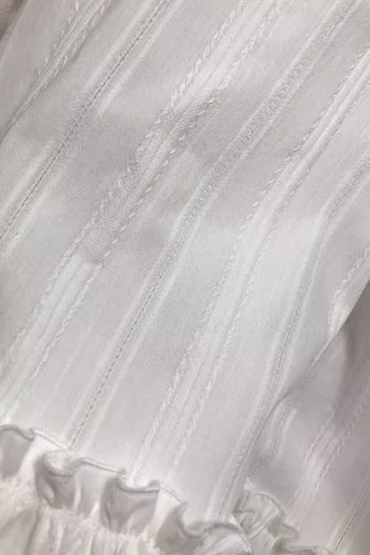 Lolita Blouse - Jacquard Ruffle, White, Ruffled, Long Sleeves, Sweet Style - additional product view 4