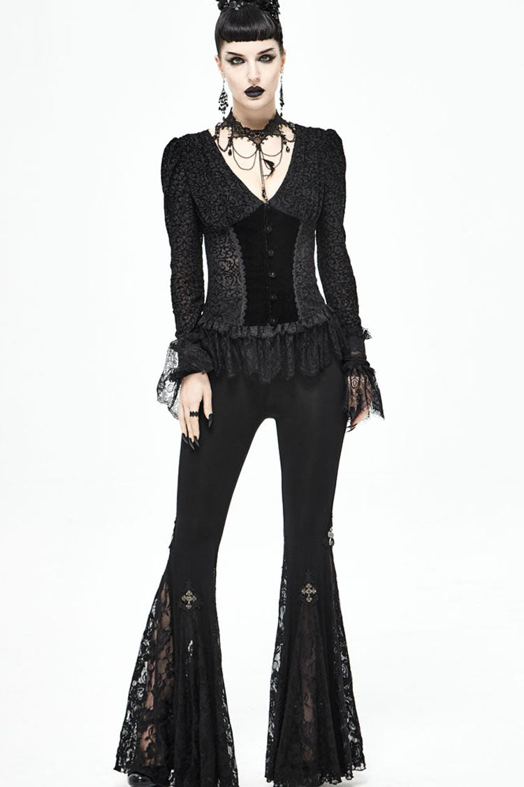 Lolita Blouse - Lack, Black, Women's Style, Gothic Style, Lace Trim - additional product view 6