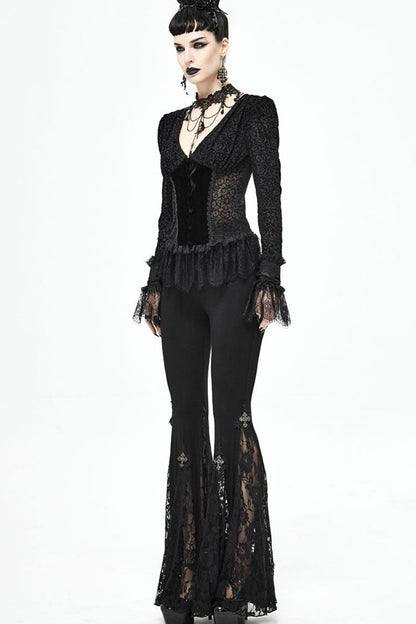Lolita Blouse - Lack, Black, Women's Style, Gothic Style, Lace Trim - additional product view 8