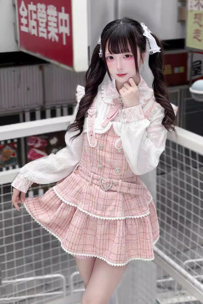 Lolita Blouse - Lapel Collar Jacquard Ruffled, 2 Colors, Bow Detail, Long Sleeves - additional product view 4