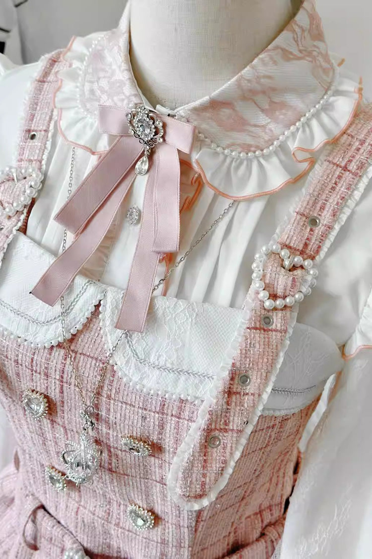 Lolita Blouse - Lapel Collar Jacquard Ruffled, 2 Colors, Bow Detail, Long Sleeves - additional product view 5
