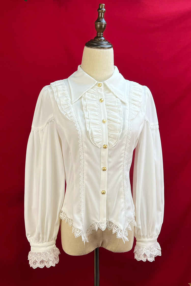 Lolita Blouse - Late Night, 6 Colors, Lace Trim, Ruffled, Long Sleeves - additional product view 2
