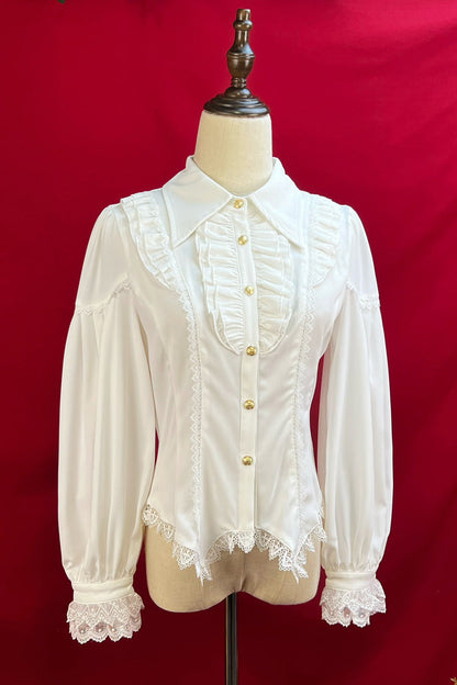 Lolita Blouse - Late Night, 6 Colors, Lace Trim, Ruffled, Long Sleeves - additional product view 2