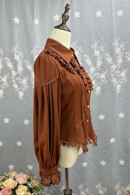 Lolita Blouse - Late Night, 6 Colors, Lace Trim, Ruffled, Long Sleeves - additional product view 7