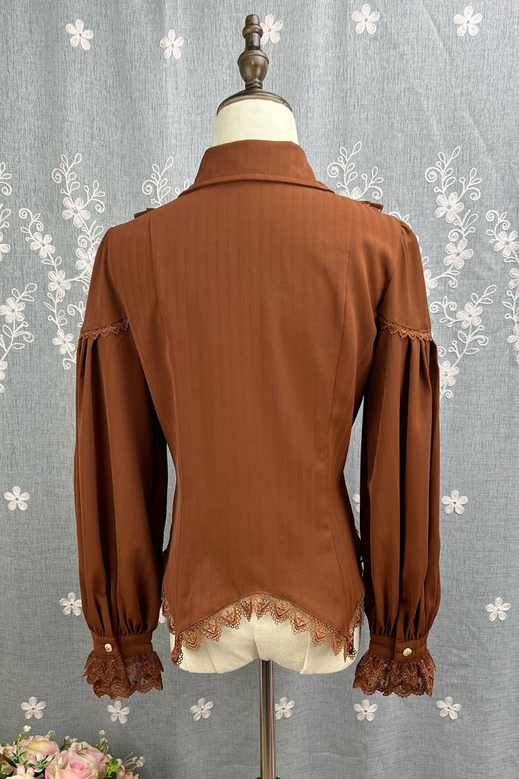 Lolita Blouse - Late Night, 6 Colors, Lace Trim, Ruffled, Long Sleeves - additional product view 8