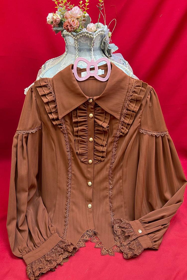 Lolita Blouse - Late Night, 6 Colors, Lace Trim, Ruffled, Long Sleeves - additional product view 9