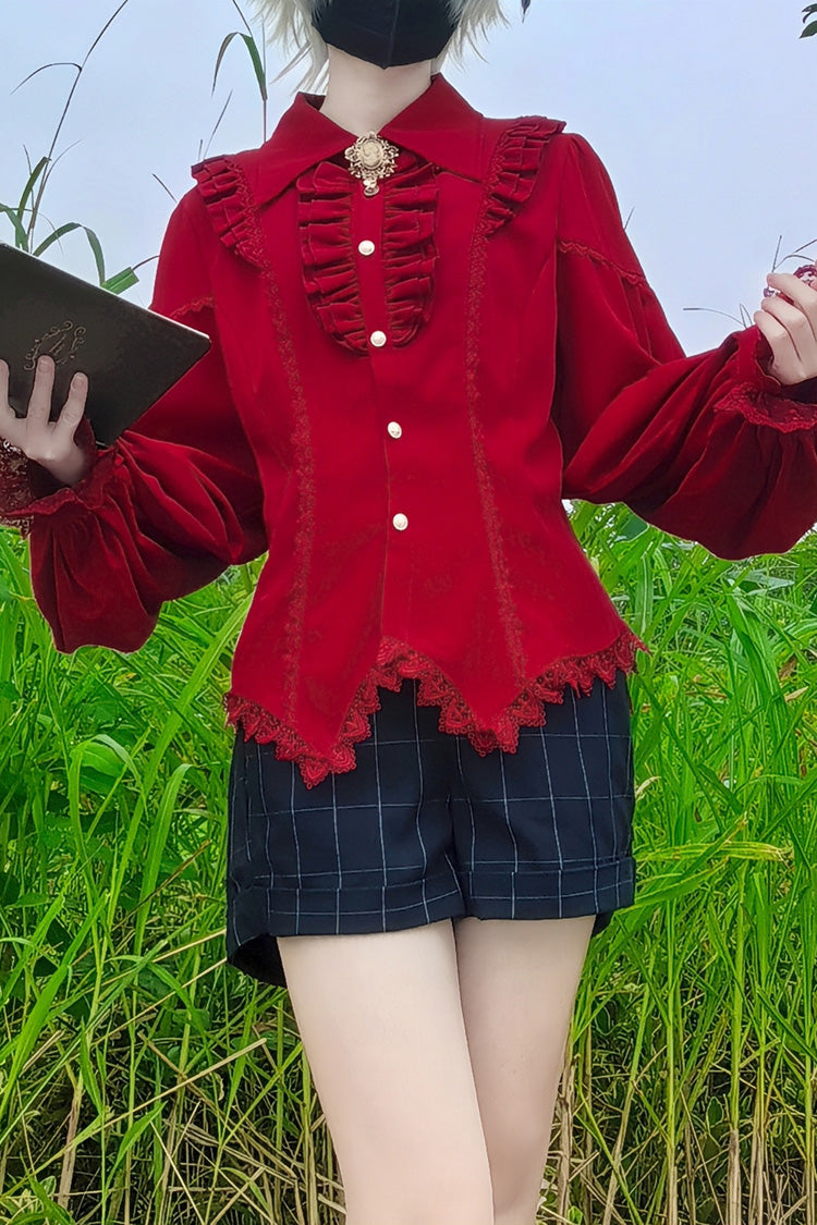 Lolita Blouse - Late Night, 6 Colors, Lace Trim, Ruffled, Long Sleeves - additional product view 16