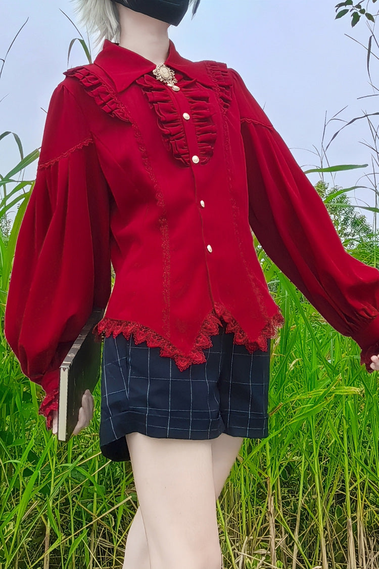 Lolita Blouse - Late Night, 6 Colors, Lace Trim, Ruffled, Long Sleeves - additional product view 18