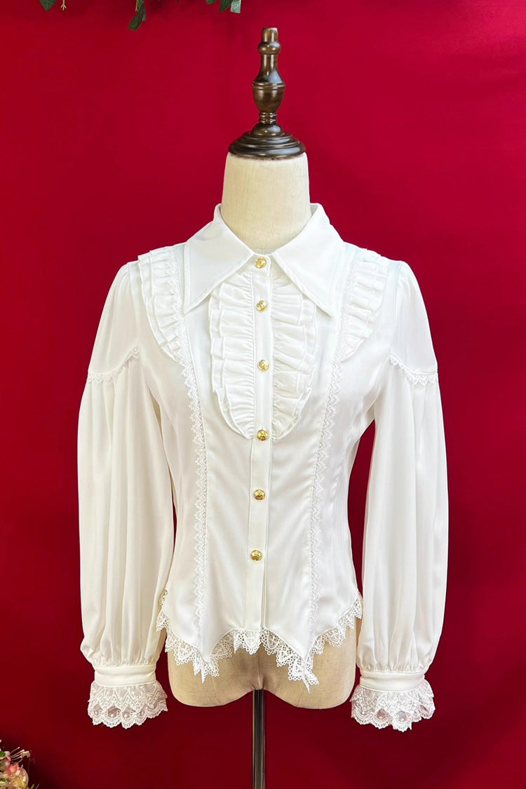 Lolita Blouse - Late Night, 6 Colors, Lace Trim, Ruffled, Long Sleeves - main product image