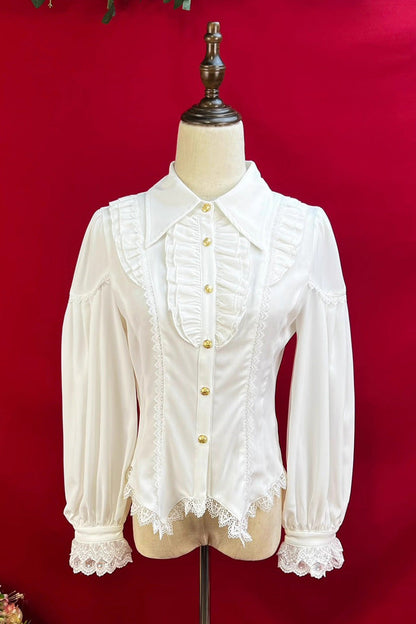 Lolita Blouse - Late Night, 6 Colors, Lace Trim, Ruffled, Long Sleeves - main product image