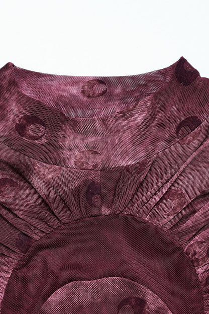 Lolita Blouse - Moon Print Mesh Ruched, Red, Women's Style, Printed, Gothic Style - additional product view 6
