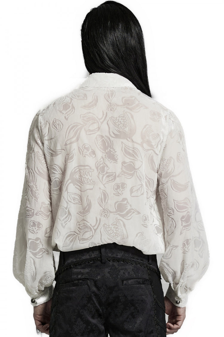 Lolita Blouse - Piranha Print Lapel Collar, 2 Colors, Men's Style, Long Sleeves - additional product view 11
