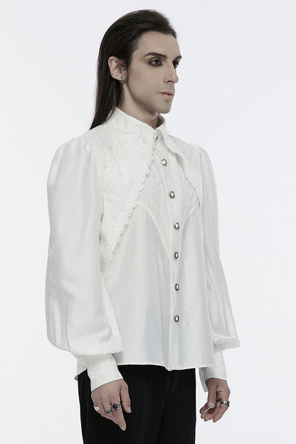 Lolita Blouse - Puff Lace, White, Puff Sleeves, Men's Style, Gothic Style - additional product view 2