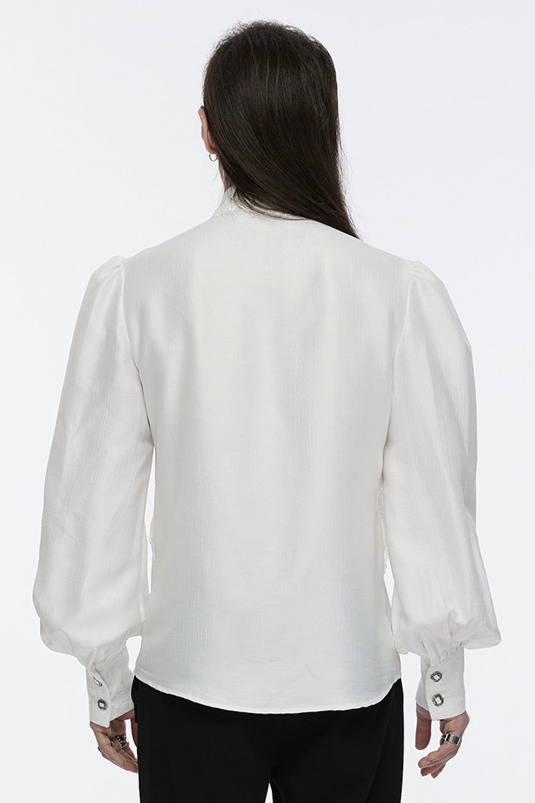Lolita Blouse - Puff Lace, White, Puff Sleeves, Men's Style, Gothic Style - additional product view 3