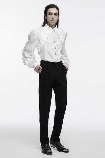Lolita Blouse - Puff Lace, White, Puff Sleeves, Men's Style, Gothic Style - additional product view 4