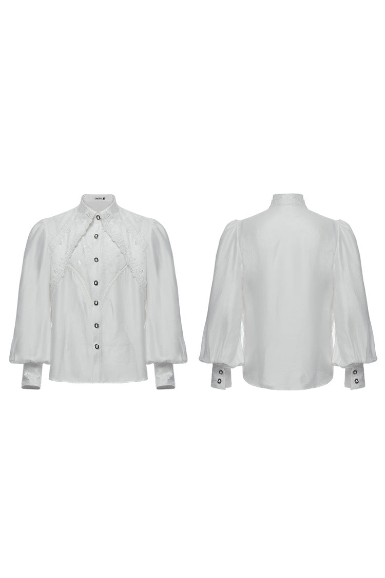 Lolita Blouse - Puff Lace, White, Puff Sleeves, Men's Style, Gothic Style - additional product view 5