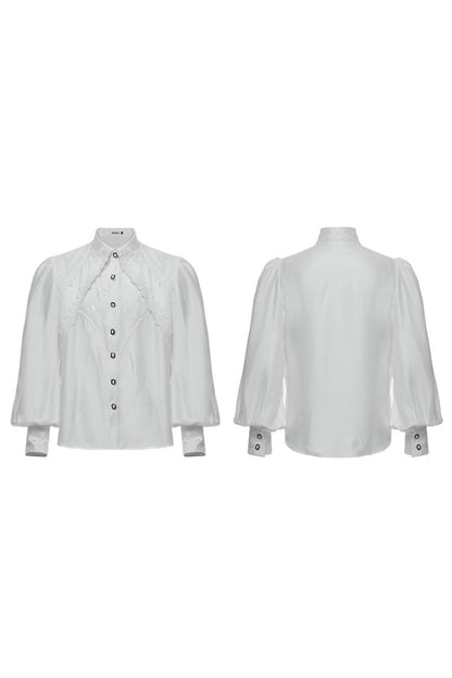 Lolita Blouse - Puff Lace, White, Puff Sleeves, Men's Style, Gothic Style - additional product view 5