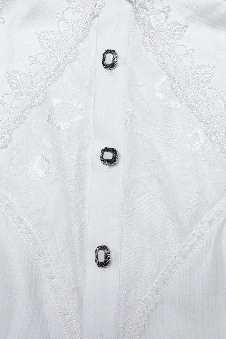 Lolita Blouse - Puff Lace, White, Puff Sleeves, Men's Style, Gothic Style - additional product view 6