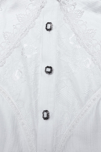 Lolita Blouse - Puff Lace, White, Puff Sleeves, Men's Style, Gothic Style - additional product view 6
