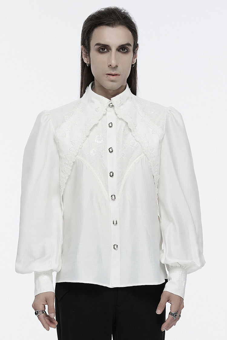 Lolita Blouse - Puff Lace, White, Puff Sleeves, Men's Style, Gothic Style - main product image