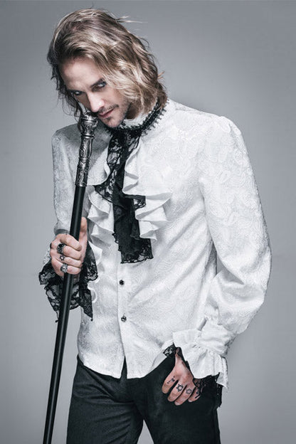 Lolita Blouse - Shining Rose Print, White, Men's Style, Printed, Gothic Style - additional product view 2
