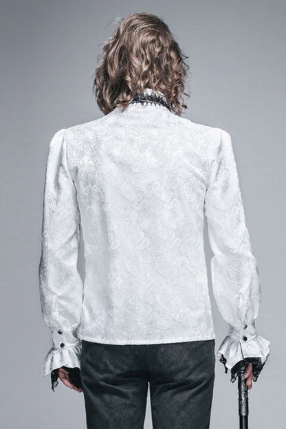 Lolita Blouse - Shining Rose Print, White, Men's Style, Printed, Gothic Style - additional product view 3
