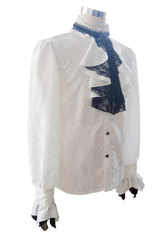 Lolita Blouse - Shining Rose Print, White, Men's Style, Printed, Gothic Style - additional product view 5